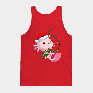 Santa Axolotl Tangled in Festive Cheer Tank Top